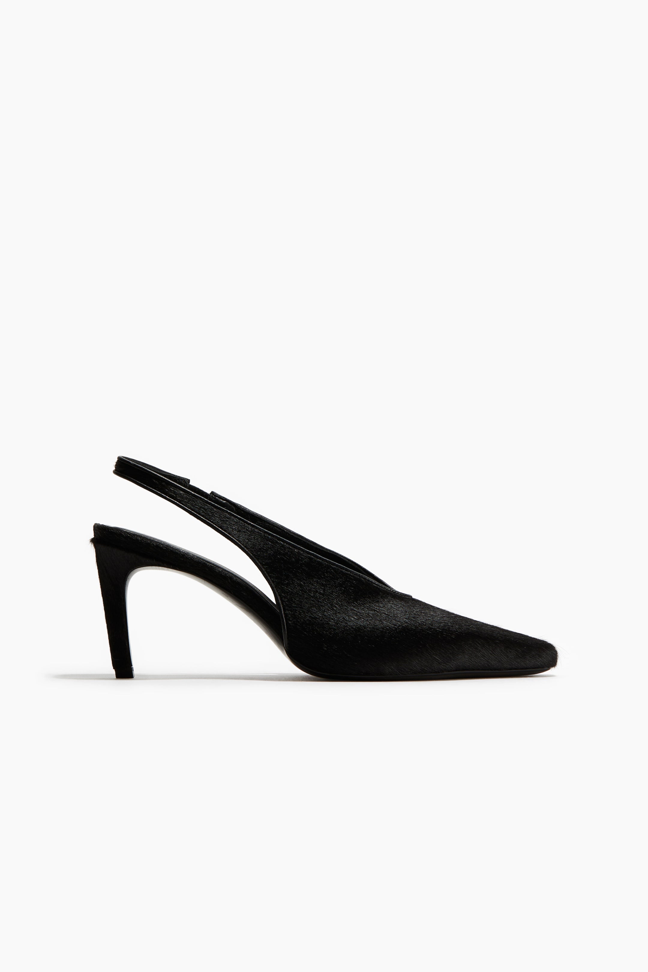 Heeled Leather Slingbacks - Black