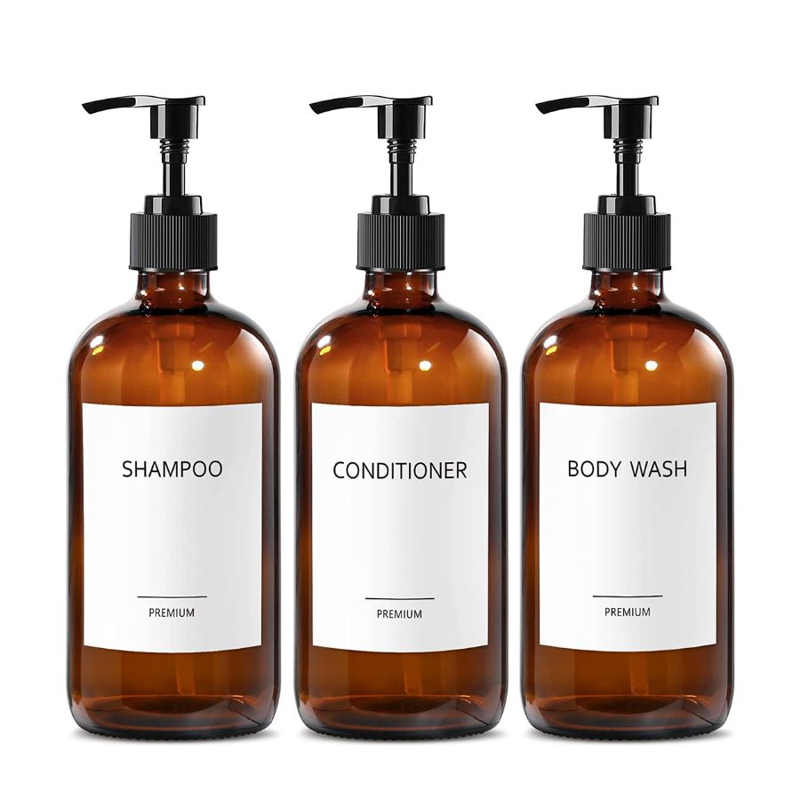A trio of glass dispensers