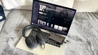 The iFi xDSD Gryphon x Bowers & Wilkins PX8 connected a MacBook Pro running the Tidal desktop app