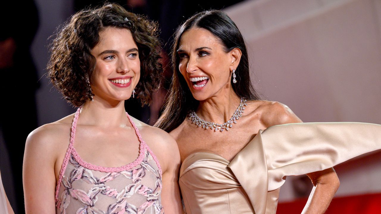 margaret qualley and demi moore at the premiere of the substance at cannes