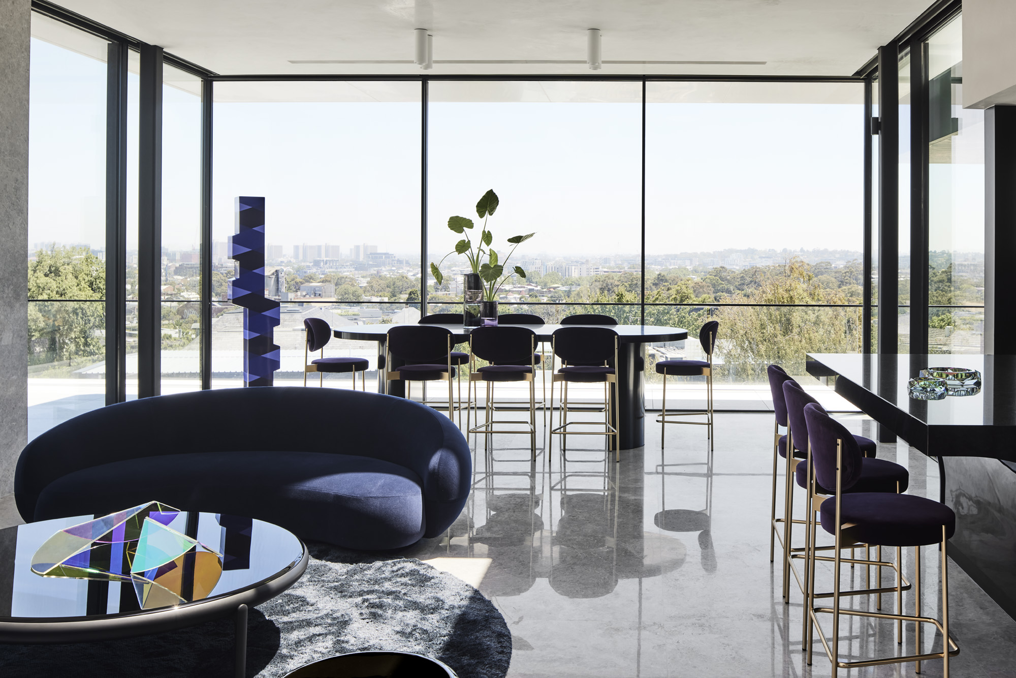 living space with long views at Curatorial House in Melbourne