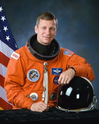 NASA portrait of STS-55 mission commander Steven Nagel.