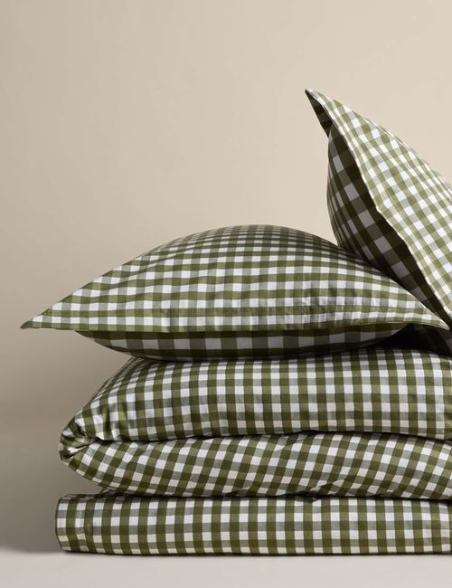 Pure Cotton Gingham Reversible Bedding Set