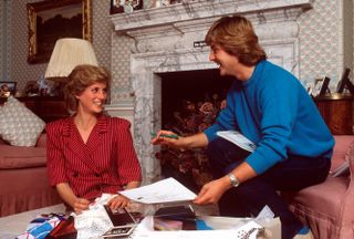 LONDON, UNITED KINGDOM - AUGUST 06: Princess Diana With Dress Designer David Emanuel At Her Home In Kensington Palalace. (Photo by Tim Graham Photo Library via Getty Images)