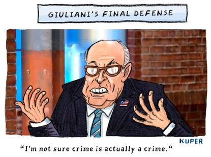 Political Cartoon U.S. Giuliani Final Defense