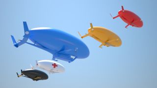 This 3D rendering shows the different plimp aircraft Egan Airships plans to bring to market.