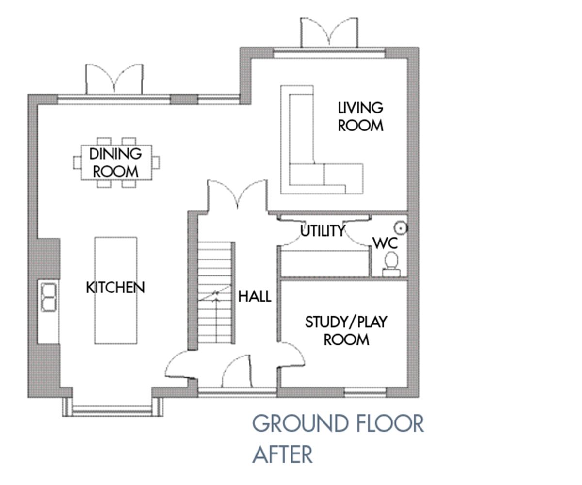 Ground floor plans after a renovation