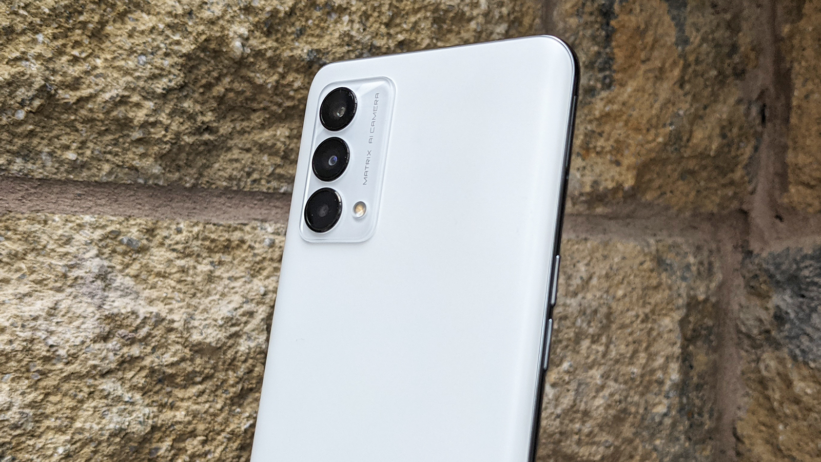 A close-up of the rear camera module on the Realme GT Master Edition.