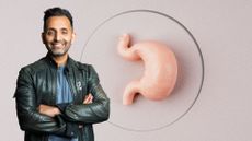 Dr Amir Khan with gut health concept, representing how to know if your gut is healthy