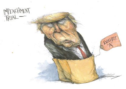 Political Cartoon U.S. Trump impeachment exhibit a