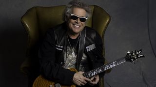 Studio portrait of guitarist Leslie West, Chicago, Illinois, March 26, 2009.