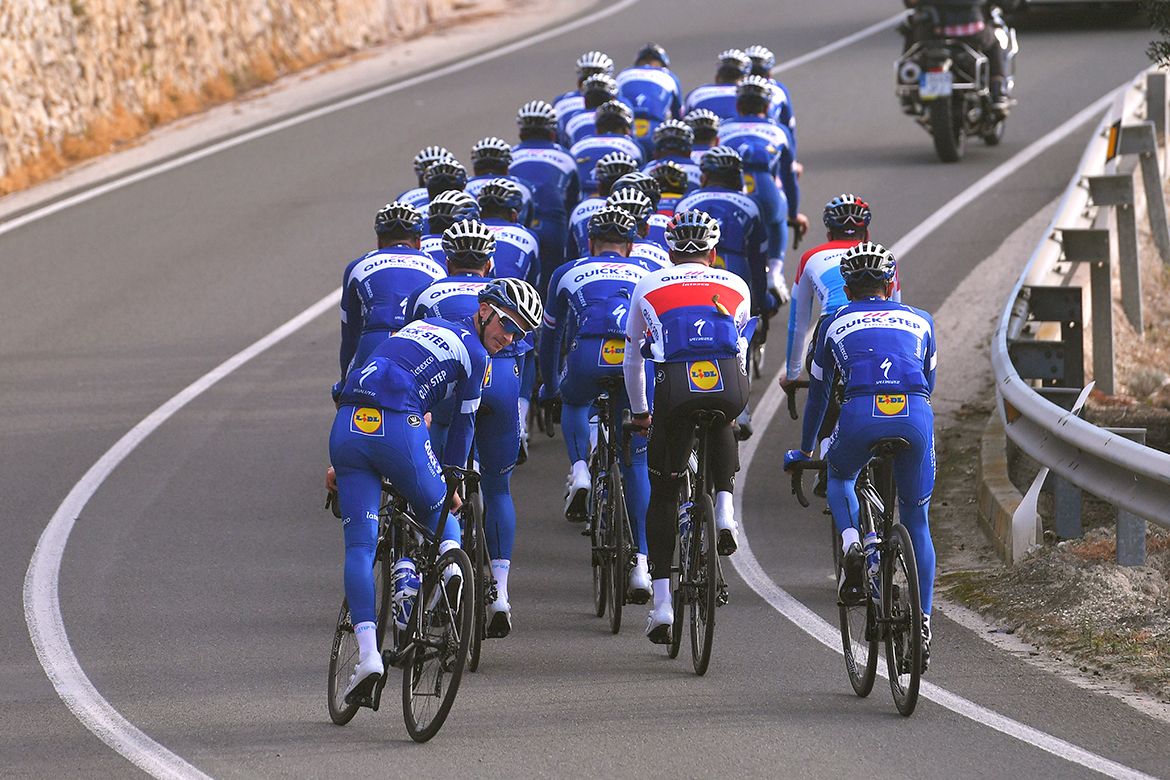 Julian Alaphilippe glances over his shoulder