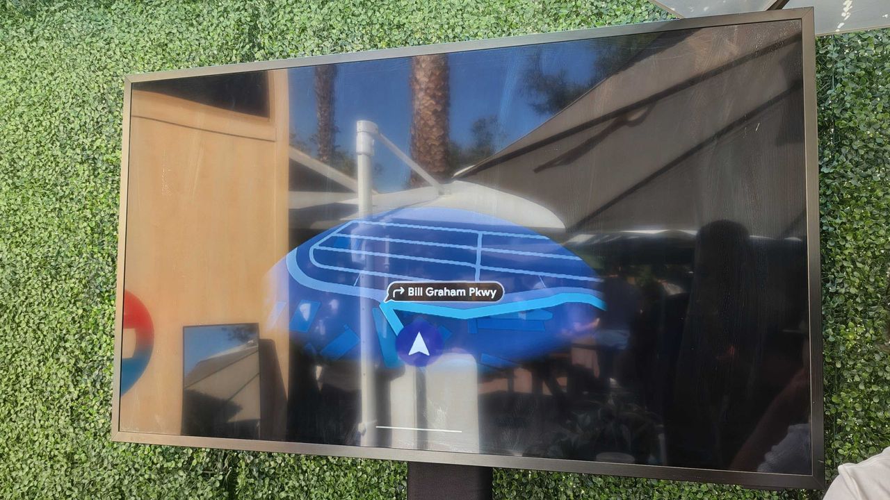 A display streaming the feed from the Android XR prototype glasses