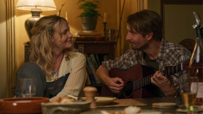 Carey Mulligan as Nell Mortimer and Tom Basden as Herb McGwyer in The Ballad of Wallis Island.