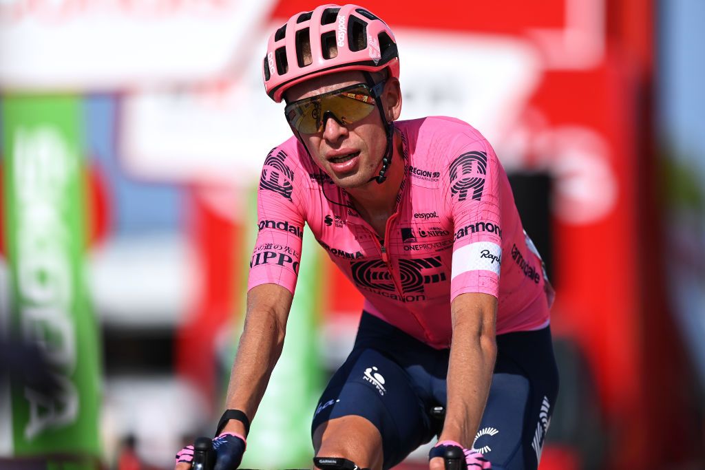 ALTO DE LA MONTAA DE CULLERA SPAIN AUGUST 19 Hugh Carthy of United Kingdom and Team EF Education Nippo crosses the finishing line during the 76th Tour of Spain 2021 Stage 6 a 1583km stage from Requena to Alto de la Montaa de Cullera 184m lavuelta LaVuelta21 on August 19 2021 in Alto de la Montaa de Cullera Spain Photo by Stuart FranklinGetty Images