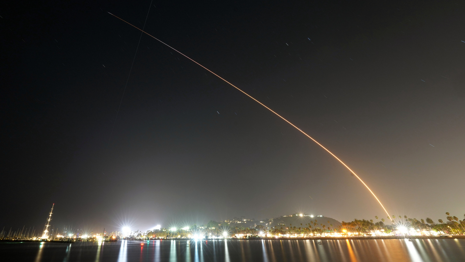 Time lapse photo of a SpaceX rocket launch