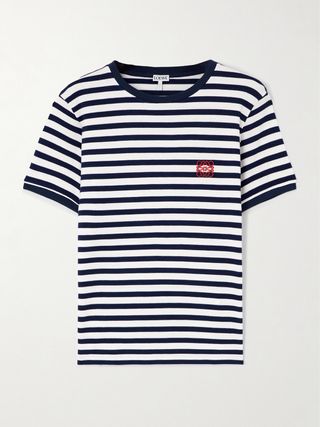 Anagram Embroidered Striped Jersey T-Shirt