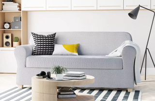 gray sofa slipcover lifestyle image