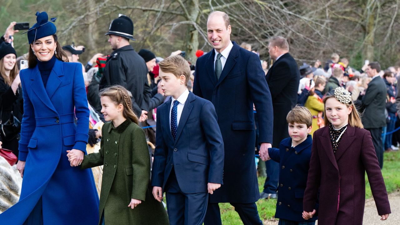 The Prince and Princess of Wales leave Christmas Day service in Sandringham with their family