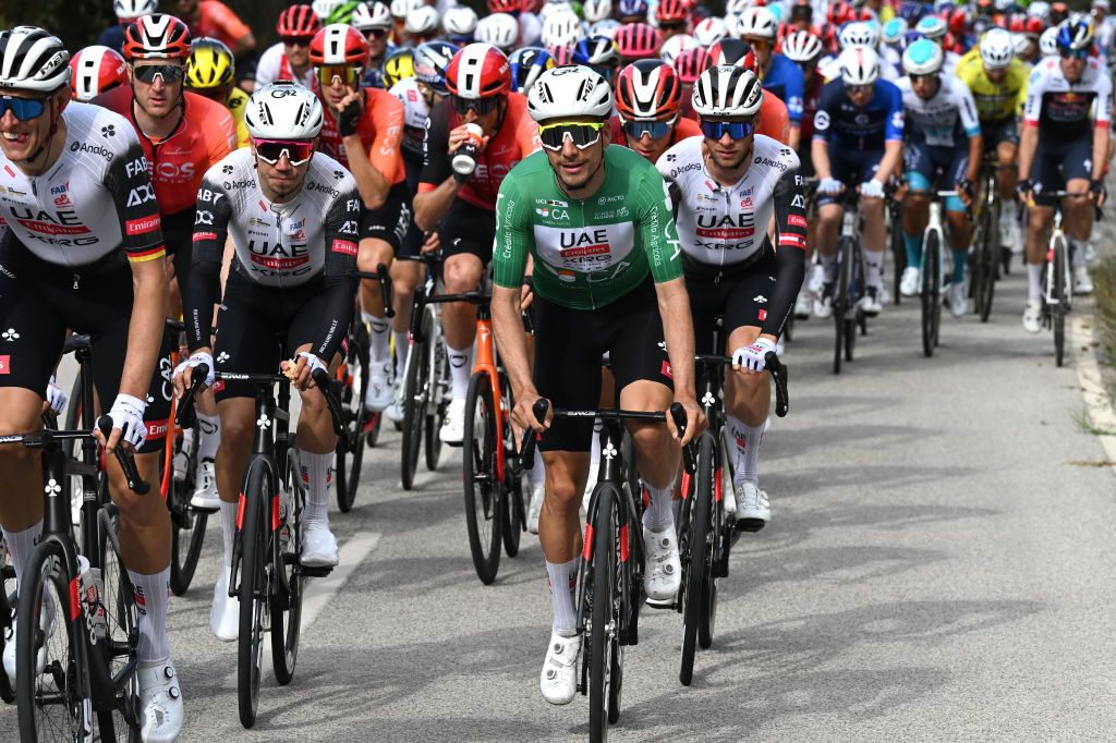TAVIRA PORTUGAL FEBRUARY 21 Joao Almeida of Portugal and UAE Team Emirates XRG Green Points Jersey competes during to the 51st Volta ao Algarve em Bicicleta Stage 3 a 1835km stage from Vila Real Santo Antonio to Tavira on February 21 2025 in Tavira Portugal Photo by Tim de WaeleGetty Images