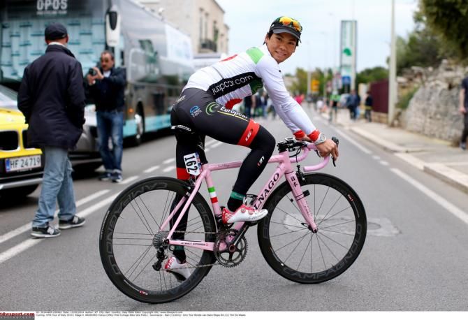He's not the maglia rosa, but Colnago have provided a pink bike for Yukiya Arashiro