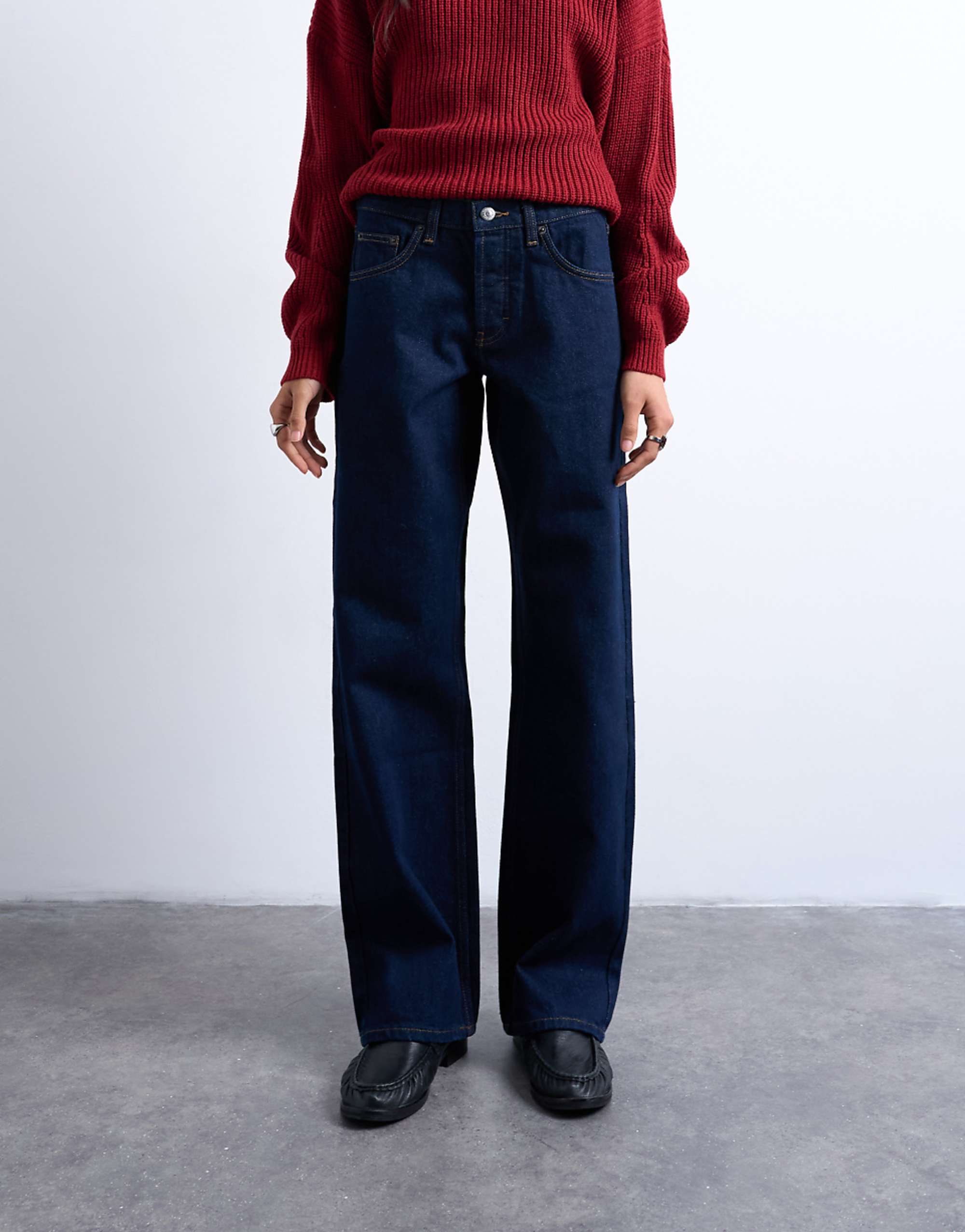 Topshop Ember Low Rise Straight Leg Jeans in Indigo Rinse