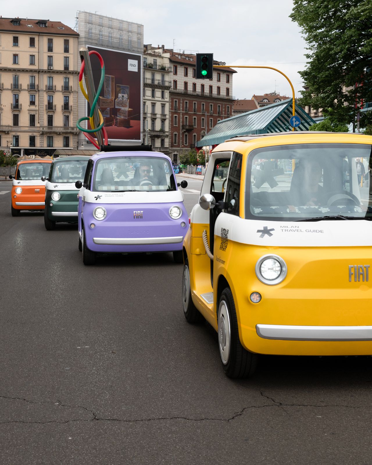 Fiat Topolinos in Milan for Wallpaper* Travel Guides launch