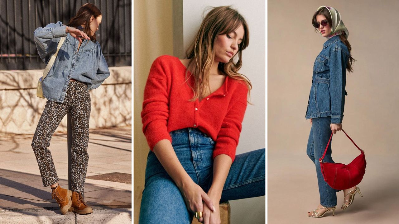 Trio of models wearing French clothing brands 