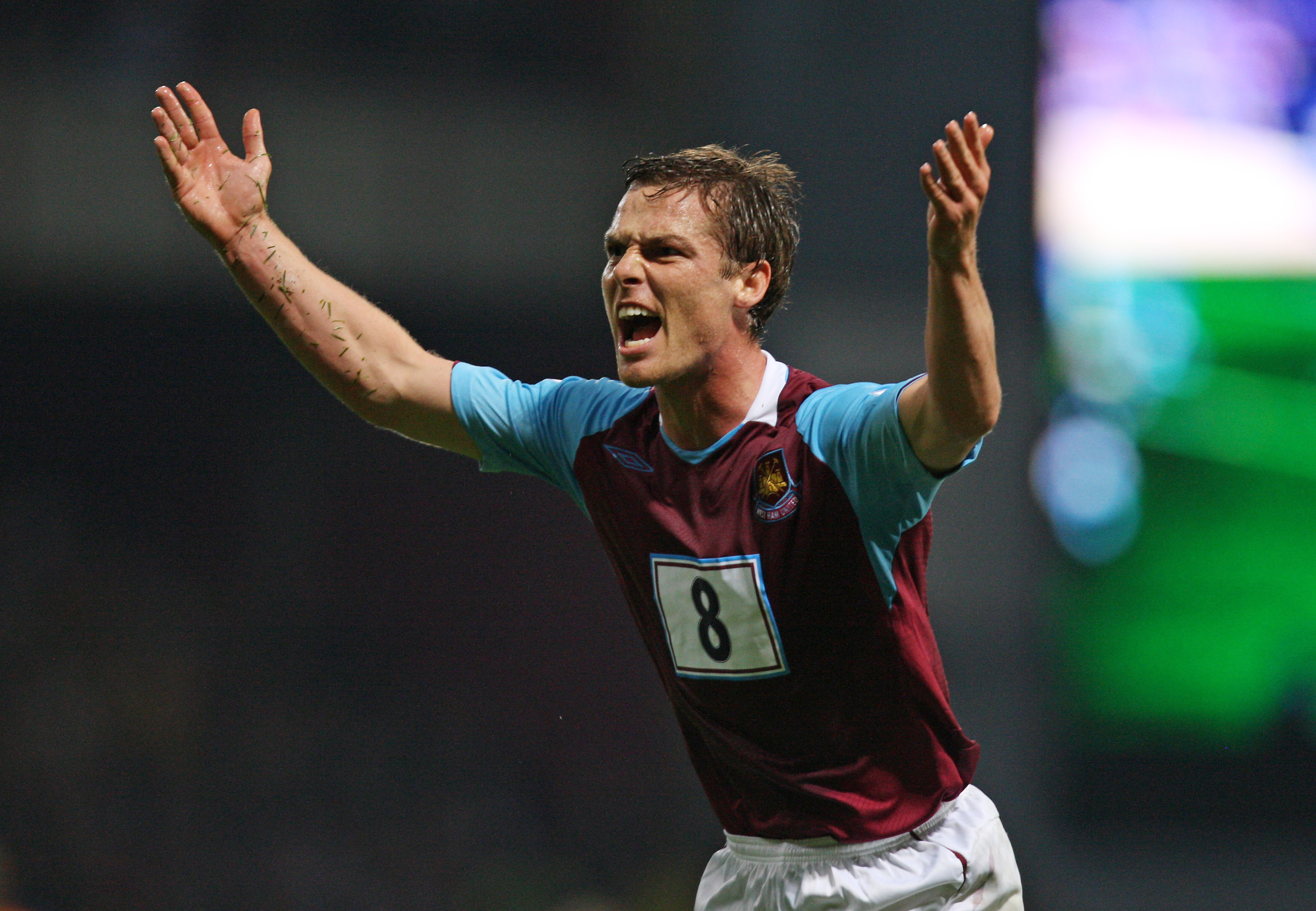 Scott Parker gestures in a game between West Ham and Arsenal in October 2008.