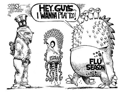 Editorial cartoon Ebola flu U.S. health