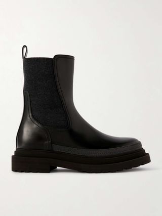 Bead-Embellished Leather Chelsea Boots