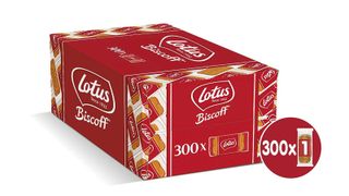 A box of 300 Lotus Biscoff Biscuits