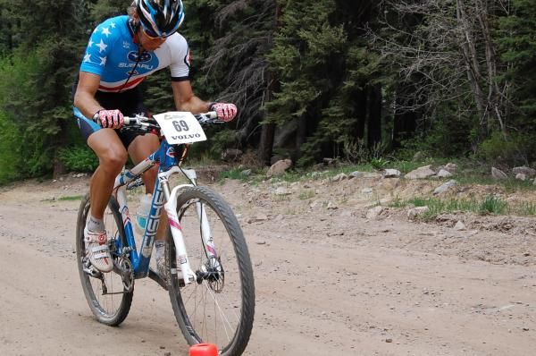 Jeremy Horgan-Kobelski (Subaru / Gary Fisher) concentrates on a fireroad section.