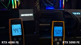 NVIDIA GeForce RTX 5090 and RTX 4090 tested with decibel meter