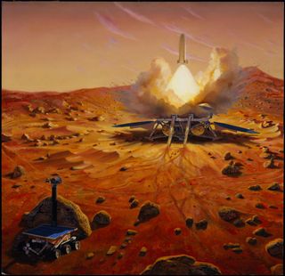 An artist's depiction of a Mars sample-return mission.