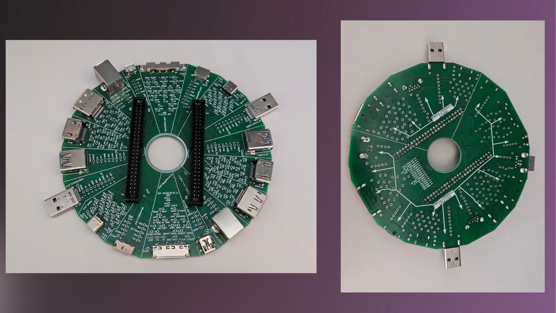 A picture of a USB tester with 12 different connector types. 