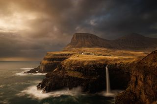 Photo of Mullafossur and Gasadalur village taken by Alex Harbige and titled Faroe View on Mullafossur and Gasadalur village