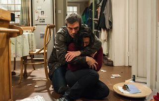 Cain Dingle arrives at the farm to find an unhappy Moira Dingle trashing the place. She collapses into his arms, tears streaming. They argue but will these two find a way through their issues in Emmerdale.
