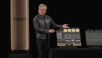 Nvidia CEO presenting Rubin Ultra at GTC 2026.