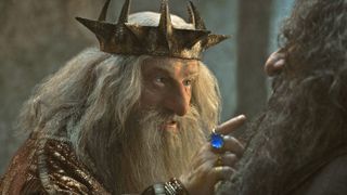 King Durin speaks to Narvi while wearing his dwarven ring in The Rings of Power season 2