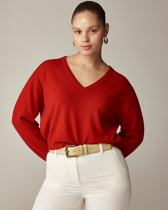 Cashmere Relaxed Cropped V-Neck Sweater