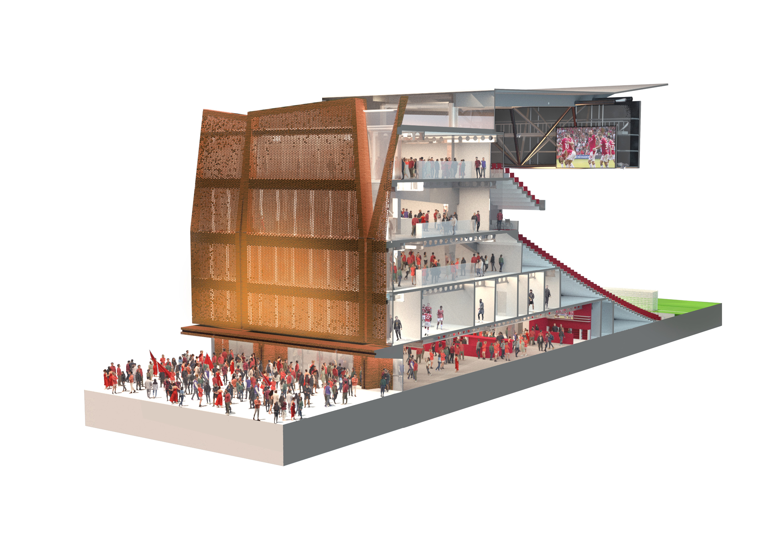 A cross-section of Wrexham's new stand