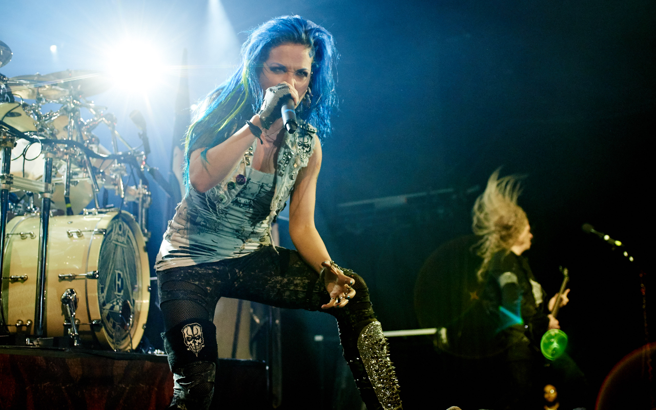 Alissa on stage with Arch Enemy