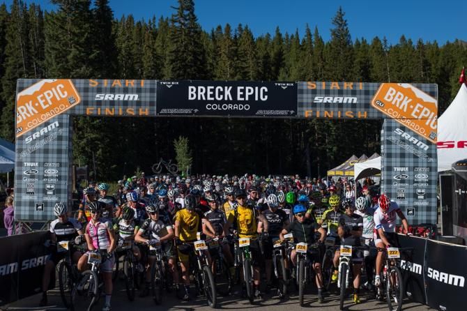 Riders from 25 countries and 35 states girding their loins at the start of Breck Epic's stage 1. Each of the race's six stages begins and ends within the town limits of the historical Victorian mining town.
