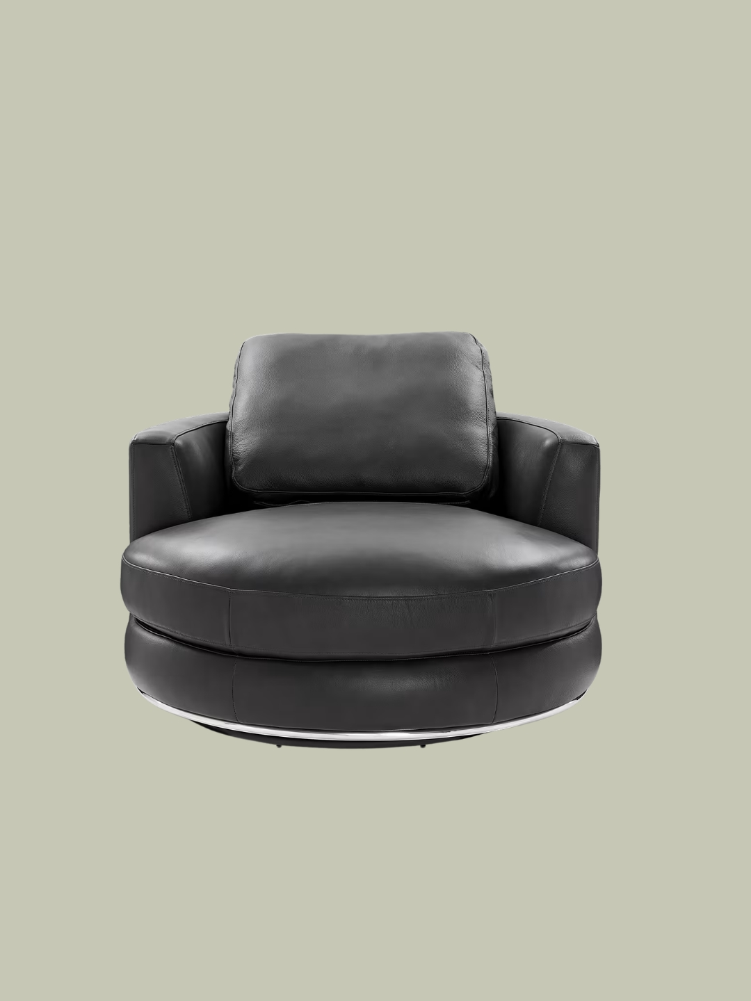 Castlery, Hamilton Leather Round Swivel Armchair