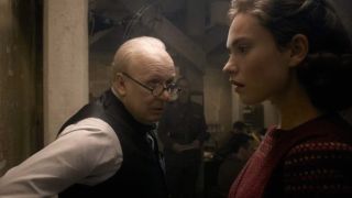 Gary Oldman and Lily James in Darkest Hour
