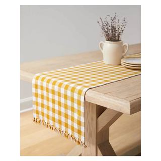 yellow gingham table runner