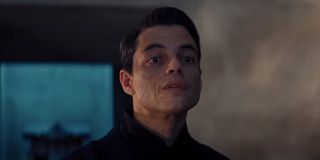 No Time To Die Rami Malek speaks in his lair