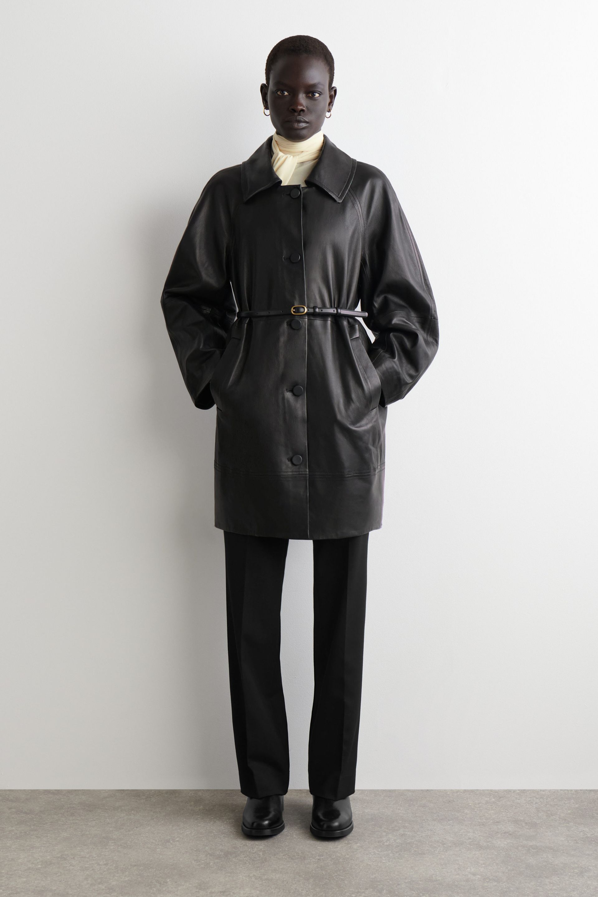 Sculptural Leather Coat