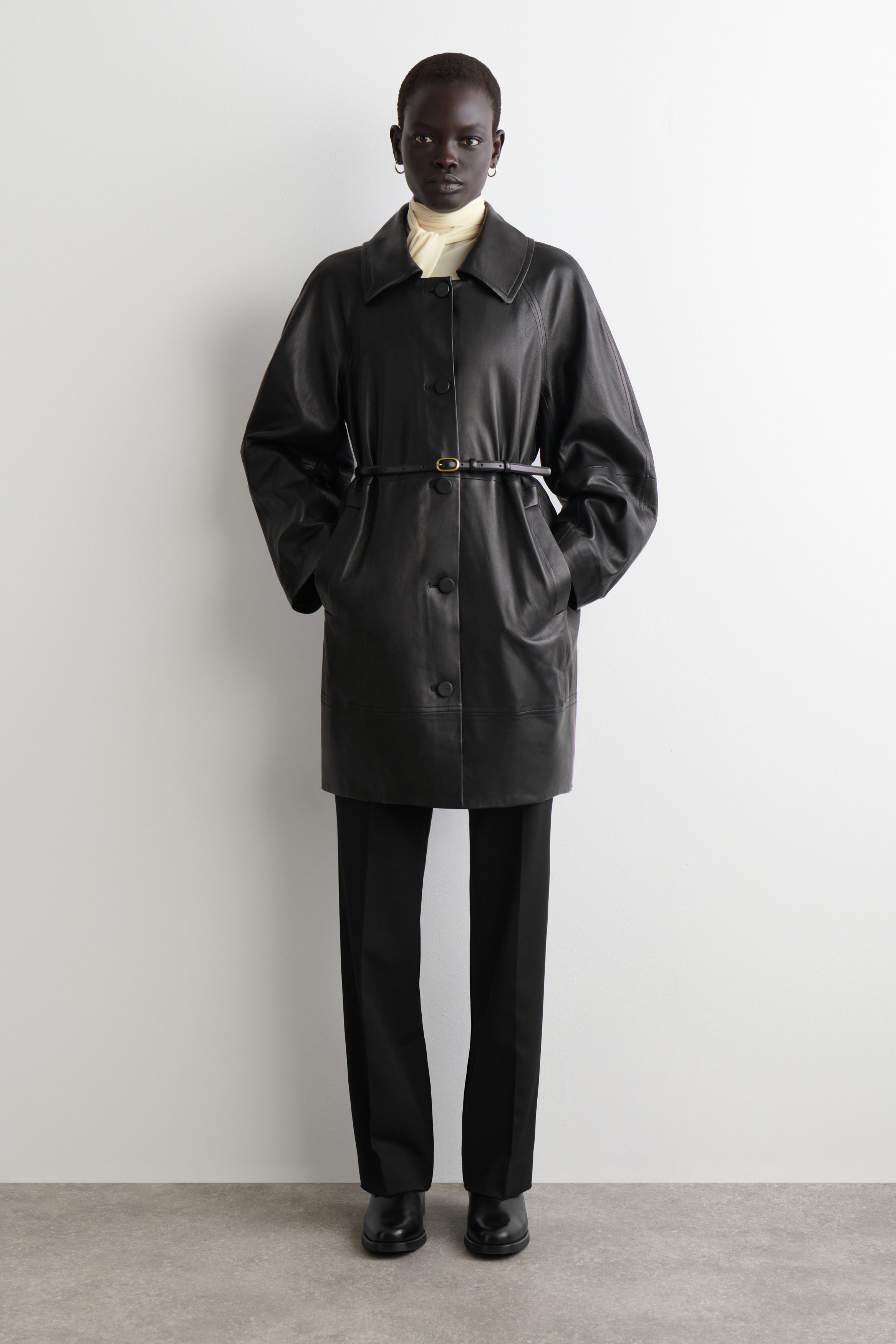 Sculptural Leather Coat